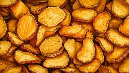 Colorful illustration of a variety of chips in different sizes.