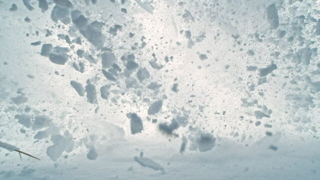 Avalanche Approaching to the Camera. Filmed on High Speed Cinema Camera, 1000fps. Snow Explosion, Concept of Danger Situation.
