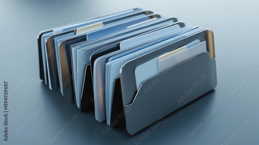 Poster organized file folders on a desk showcasing an efficient workspace, ideal for business technology an