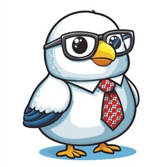 Obraz premium A Cartoon Bird Wearing Glasses and a Tie