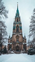St. Volodymyr s Cathedral, Kyiv Majestic Gothic Revival Architecture in a Winter Wonderland
