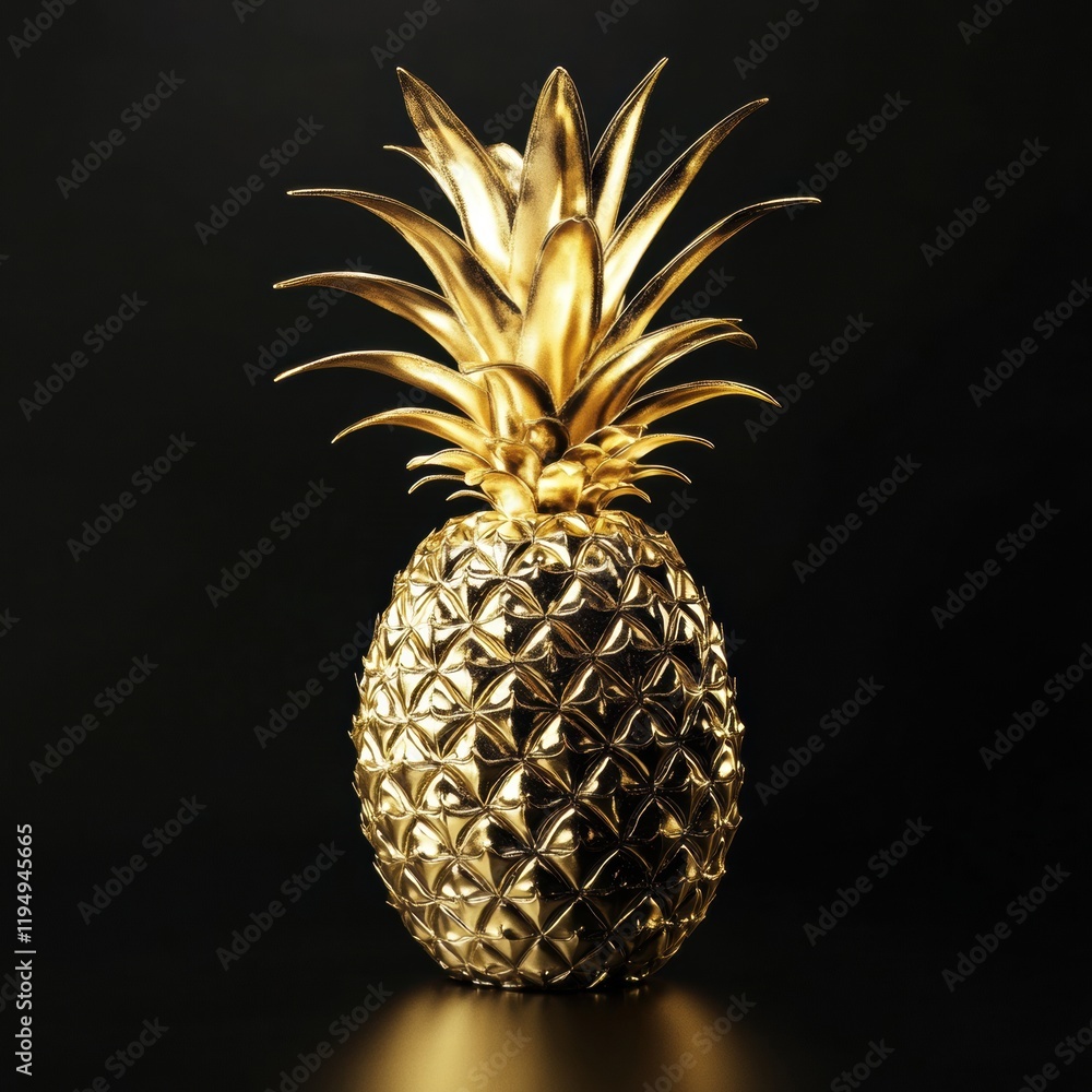 Aufkleber luxurious golden pineapple placed on a dark background showcasing its opulent design and artistic de