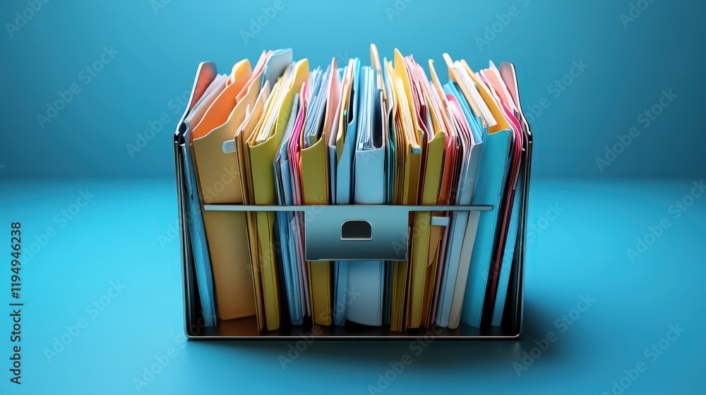 Poster organizational tools for efficient document management in a digital age with colorful file folders d