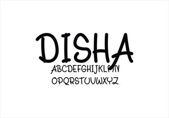 Disha font for logo and headline. Isolated vector typeset