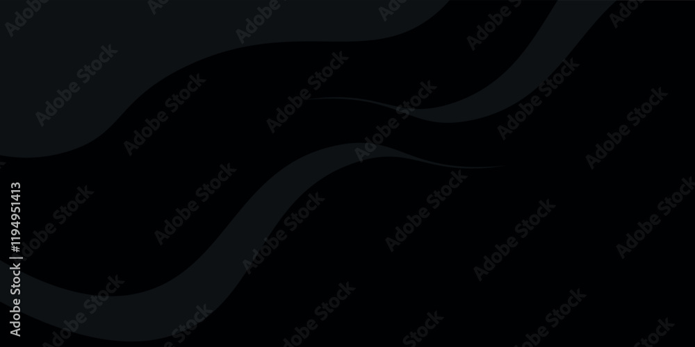 Poster grey abstract curved wavy lines on black background. black background with line curve design. blurre