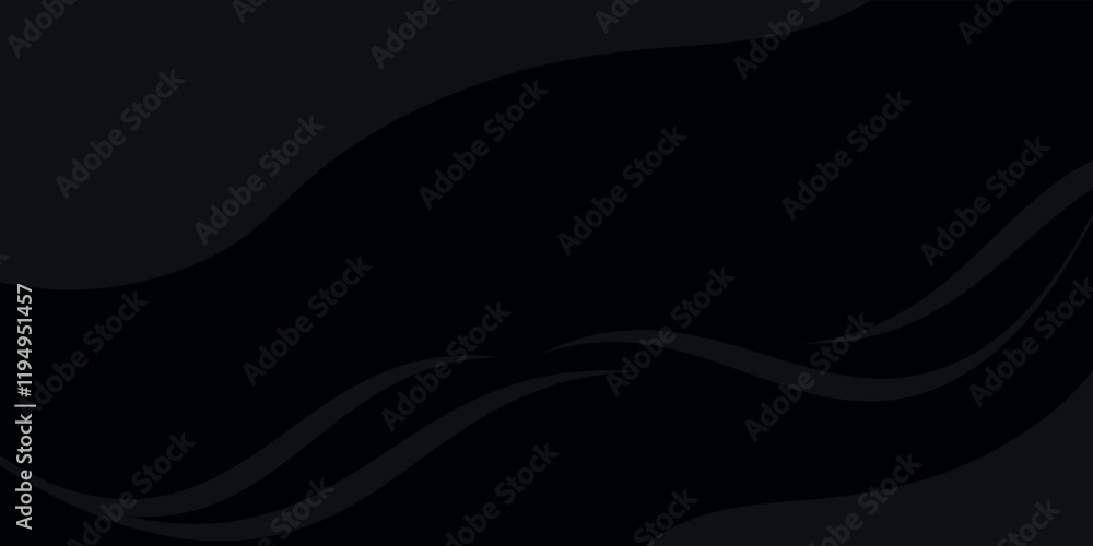 Poster grey abstract curved wavy lines on black background. black background with line curve design. blurre