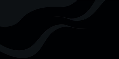 Grey abstract curved wavy lines on black background. Black background with line curve design. Blurred black silk fabric. Iridescent and shining like a star in the night sky, It has a taffeta-like body