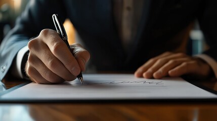 Businessman Using Tablet to Sign Document in Modern Office Environment with Elegant Design and Professional Aesthetic