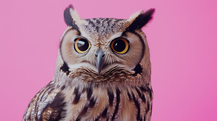 Obraz premium an owl on a pink background