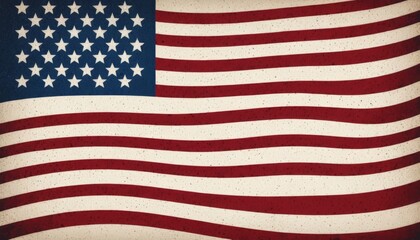 Fototapeta premium A textured and vintage representation of the American flag, showcasing its iconic red, white, and blue colors in a retro design.