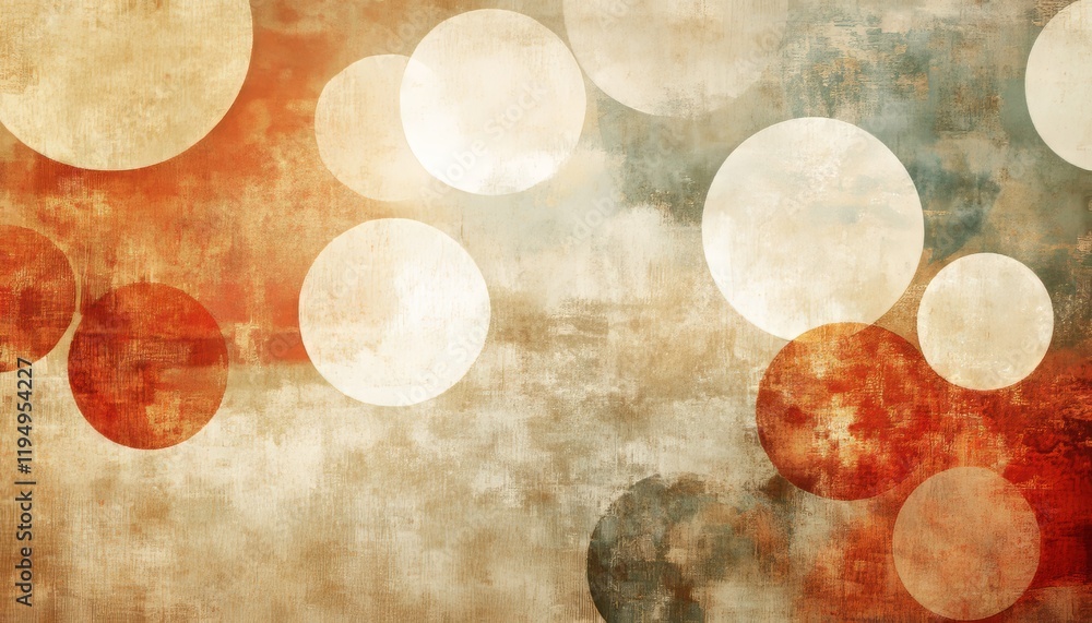 Poster abstract grunge background with overlapping watercolor circles, bokeh effect, and textured layers
