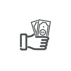 Flat design vector symbol of giving money, payday, gift money.