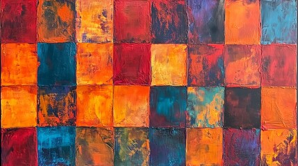 Vibrant Abstract Square Painting with Colorful Squares