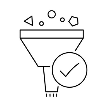 Feature Selection &ndash; Funnel and Checkmark Representing Choosing Relevant Data Attributes