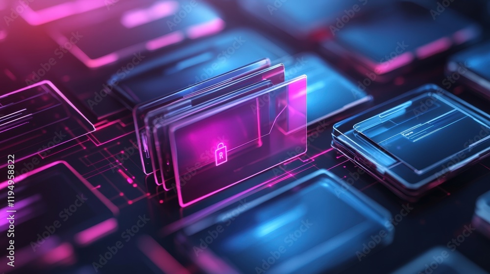 Poster modern digital interface for efficient online file storage and management system featuring transpare