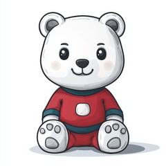 Obraz premium Adorable Polar Bear Cub Wearing Red Outfit