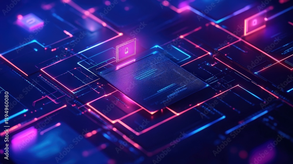 Poster abstract digital background of computer network with colorful circuit board design and online file m