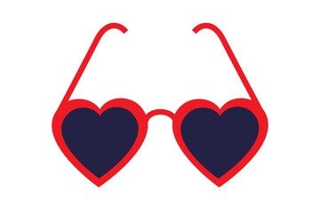 Heart-shaped sunglasses in red frame with dark lenses on isolated white background, romantic, fun fashion accessory for summer, Valentine's, Galentine's Day and love themed designs