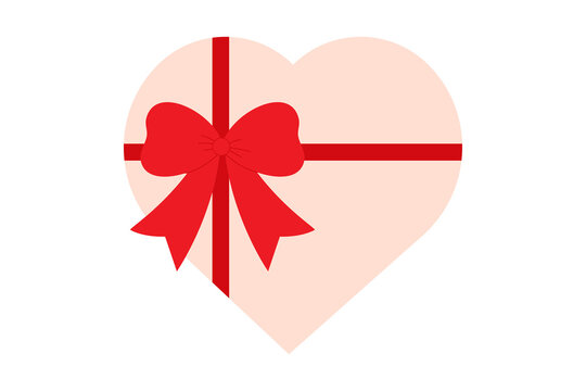 Heart-shaped gift, chocolate box with red ribbon and bow isolated on transparent background &ndash; Perfect for Valentine's Day, romantic designs, and celebrations, love-themed cards or advertising