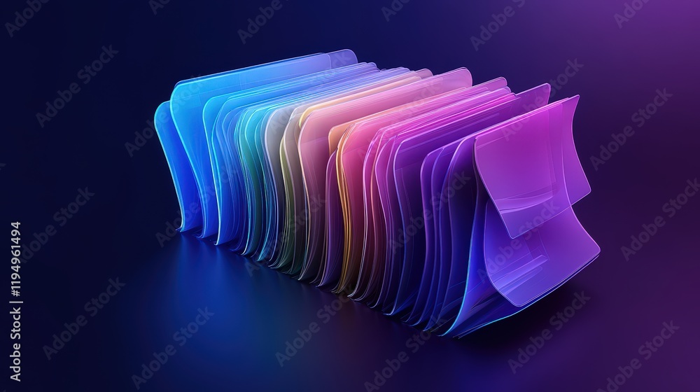 Poster modern colorful file folders arranged with smooth design for document management and online storage 