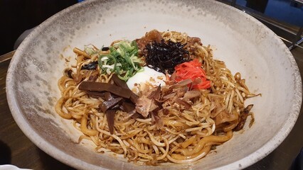 Japanese food. Stir-fried Udon. Yaki Udon
