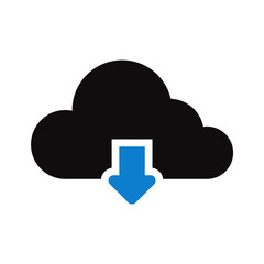 Cloud download icon on transparent background