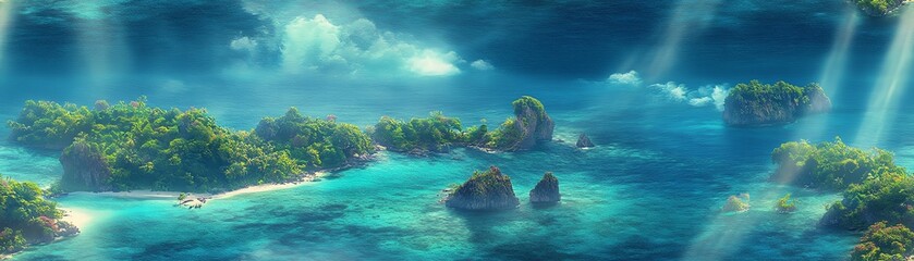 Fototapeta premium Surreal aerial perspective of an enchanting underwater realm