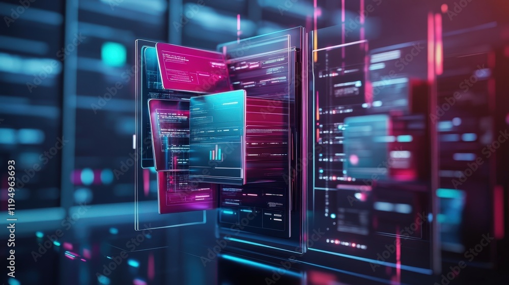 Poster modern digital document management system for efficient online file storage and secure data manageme