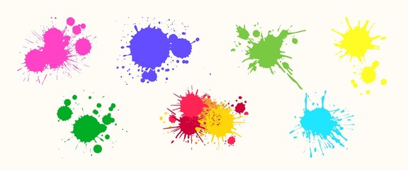 set of multi-colored blots, splashes, drops, watercolor spots