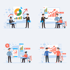 Data Analysis Vector Illustration Flat Design Stock Illustrations