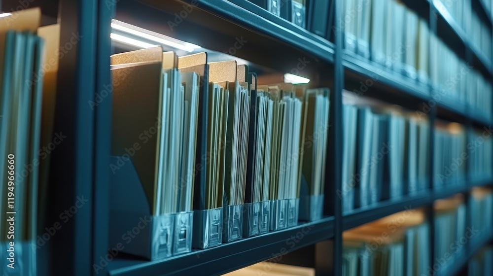 Poster organized filing system of digital folders in a modern archive showcasing guidelines for document ma