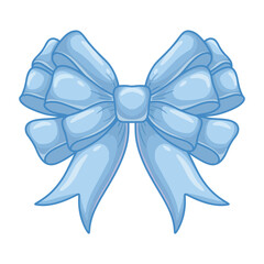 Blue bow icon in cartoon style isolated on white background. Christmas symbol stock vector illustration.