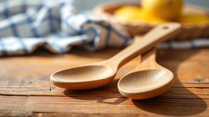 Rustic Kitchenware, Wooden Utensils, Cookbook Cover Art