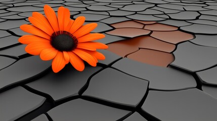A single flower amidst cracked earth