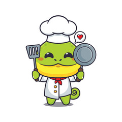 chef chameleon mascot cartoon character.