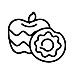 apple fritter icon, apple fritter line art - simple line art of apple fritter, perfect for apple fritter logos and icons and themed design 