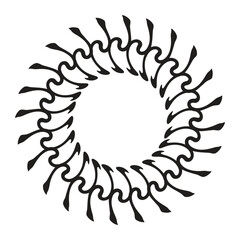 Geometric Circular Shape In Black Color Isolated On White Background