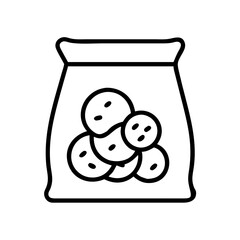 bag of chocolate chips icon, bag of chocolate chips line art - simple line art of bag of chocolate chips, perfect for bag of chocolate chips logos and icons and themed design 