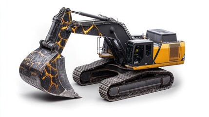 Fototapeta premium A coal miner operating an excavator in a large coal mining pit, highlighting the heavy machinery used for energy extraction and the industry's importance.