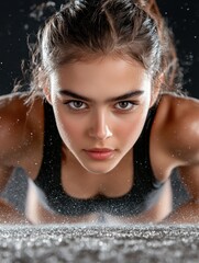 Obraz premium Determined Athlete Executing Push-Up with Confidence and Focus