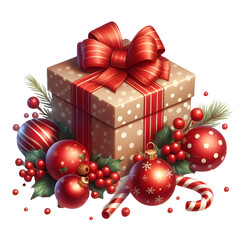 christmas gift box with balls