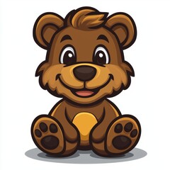Obraz premium Adorable Brown Bear Cub Sitting Happily