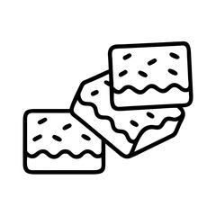 brownie squares icon, brownie squares line art - simple line art of brownie squares, perfect for brownie squares logos and icons and themed design 