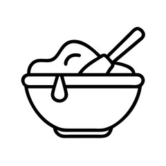 cake batter in bowl icon, cake batter in bowl line art - simple line art of cake batter in bowl, perfect for cake batter in bowl logos and icons and themed design 