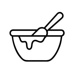 cake batter in bowl icon, cake batter in bowl line art - simple line art of cake batter in bowl, perfect for cake batter in bowl logos and icons and themed design 