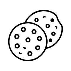 chocolate chip cookies icon, chocolate chip cookies line art - simple line art of chocolate chip cookies, perfect for chocolate chip cookies logos and icons and themed design 