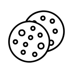 chocolate chip cookies icon, chocolate chip cookies line art - simple line art of chocolate chip cookies, perfect for chocolate chip cookies logos and icons and themed design 