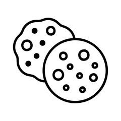 chocolate chip cookies icon, chocolate chip cookies line art - simple line art of chocolate chip cookies, perfect for chocolate chip cookies logos and icons and themed design 