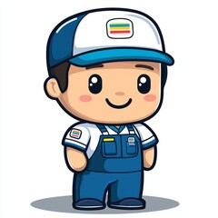 A Cute Cartoon Gas Station Attendant Character
