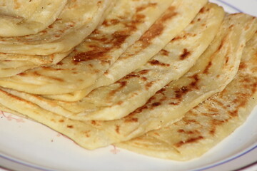 A close-up of the traditional Moroccan flatbread known as msemmen or msemen